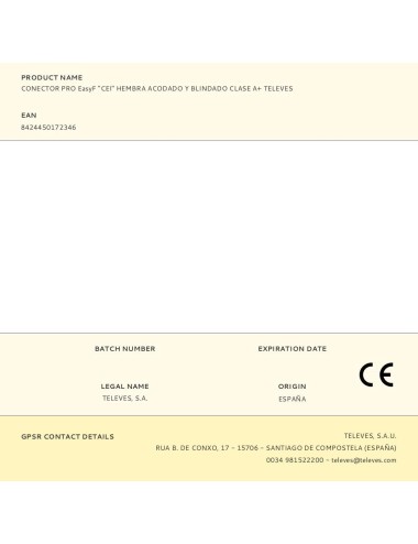 Conector pro easyf "cei" hembra acodado y blindado clase a+ televes