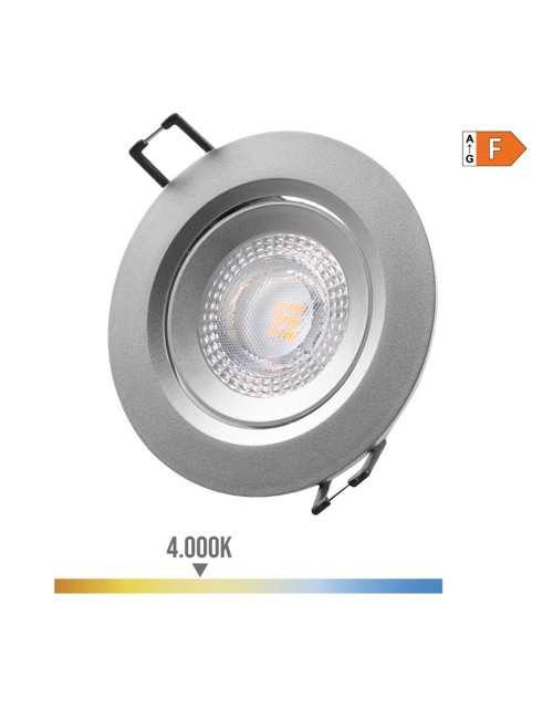 Downlight led empotrable redondo 5 w 4000 k luz dia color cromo ø9 cm