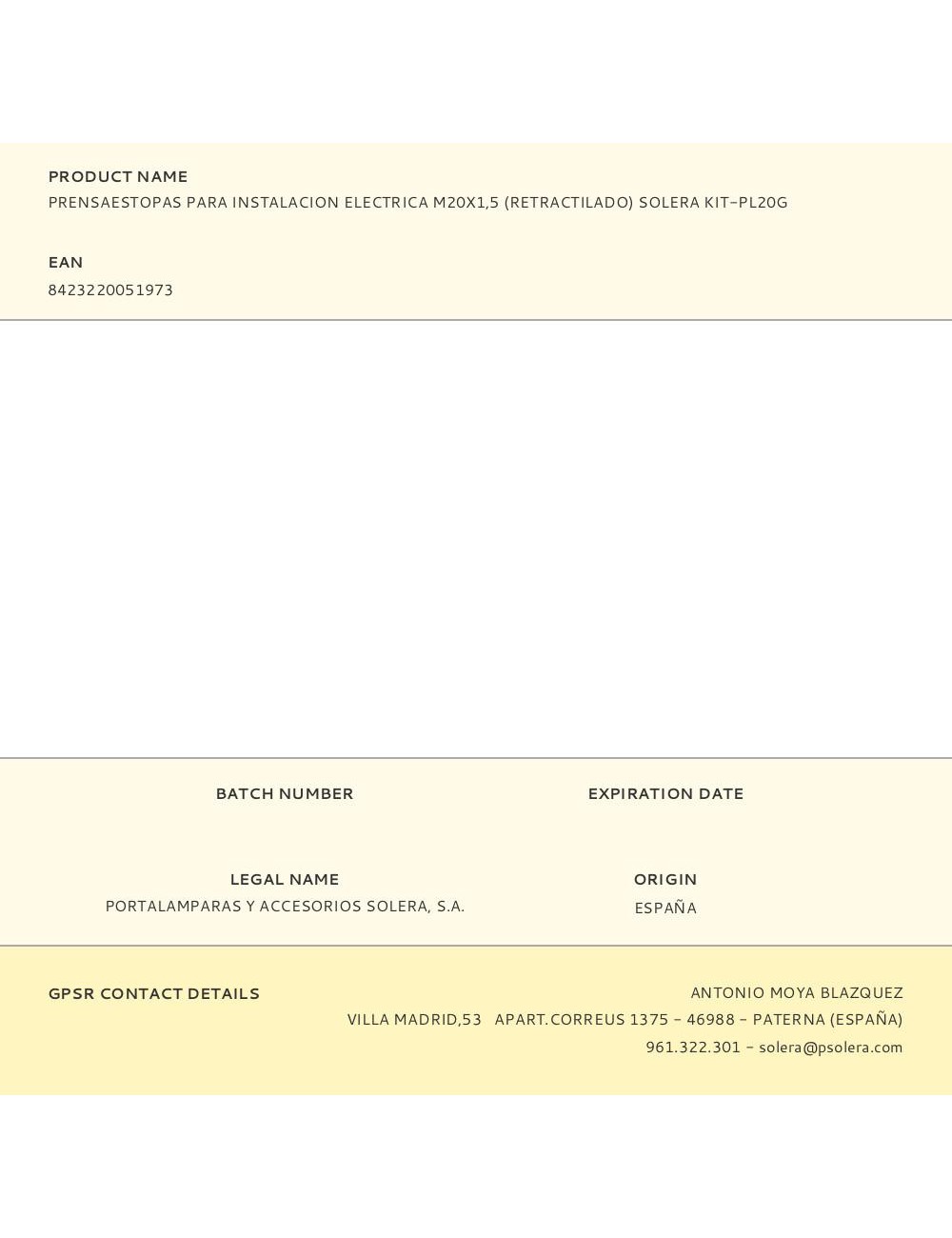 Prensaestopas para instalacion electrica m20x1,5 (retractilado) solera kit-pl20g