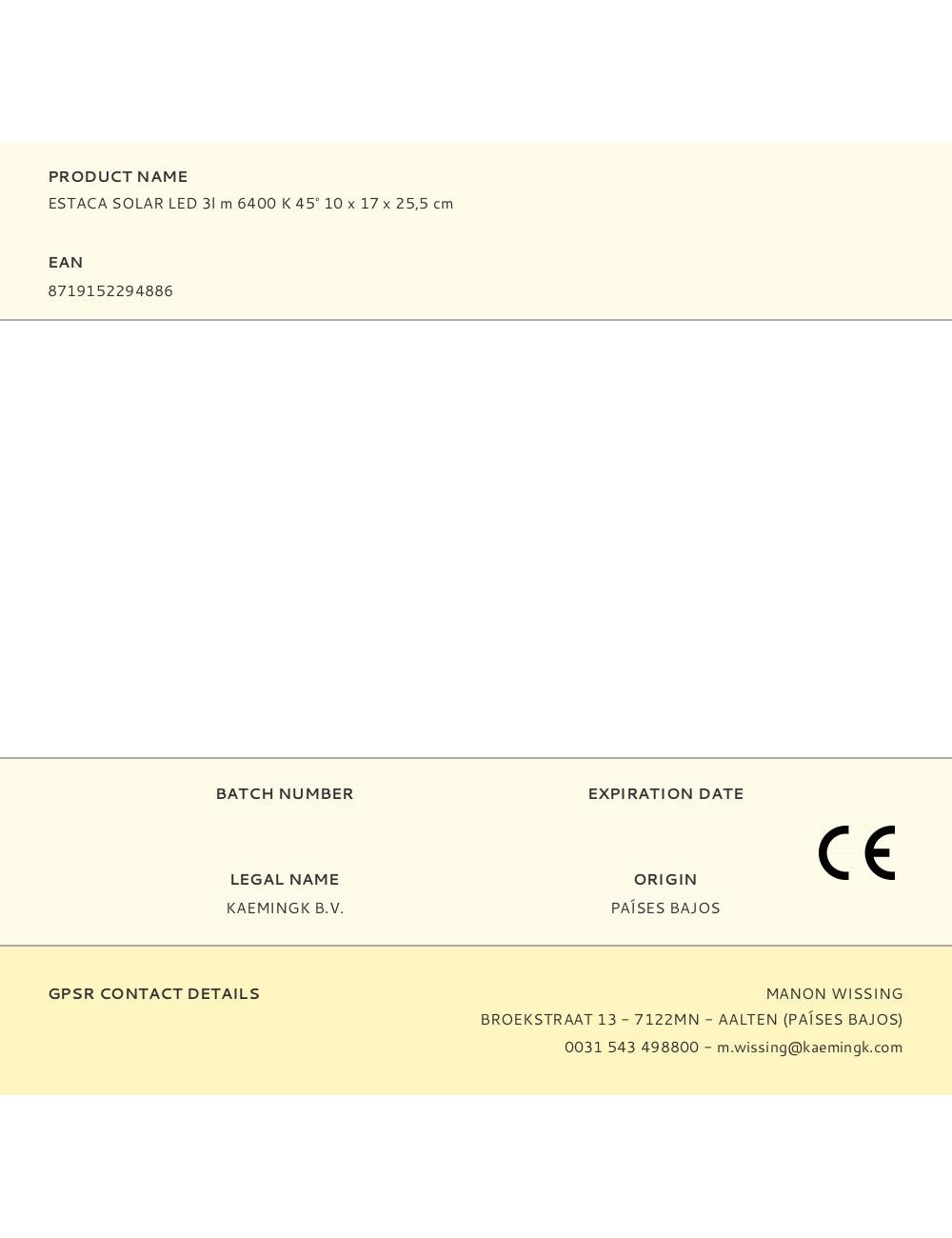 Estaca solar led 3l m 6400 k 45° 10 x 17 x 25,5 cm