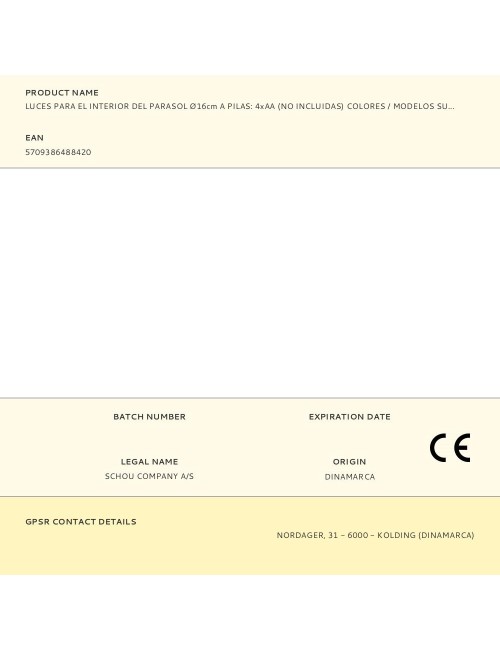 Luces para el interior del parasol ø16cm a pilas: 4xaa (no incluidas) colores / modelos surtidos