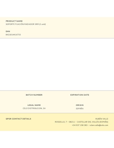 Soporte fijación radiador srr, 2 uds