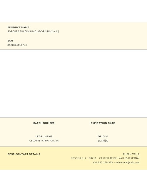 Soporte fijación radiador srr, 2 uds