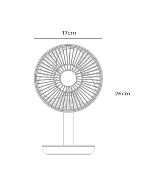 Ventilador de sobremesa recargable blanco potencia: 5w 31,6 db aspas: ø14,5 cm 17 x 13 x 26 cm