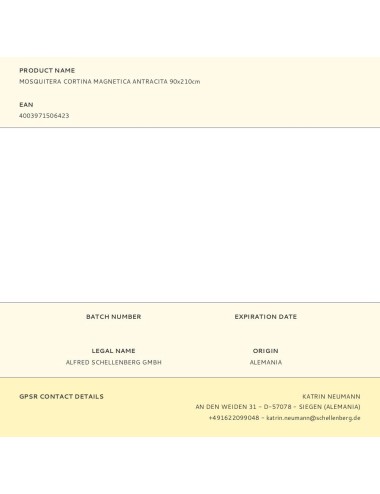 Mosquitera cortina magnética antracita 90 x 210 cm