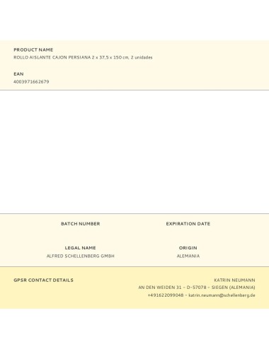 Rollo aislante cajon persiana 2 x 37,5 x 150 cm, 2 unidades