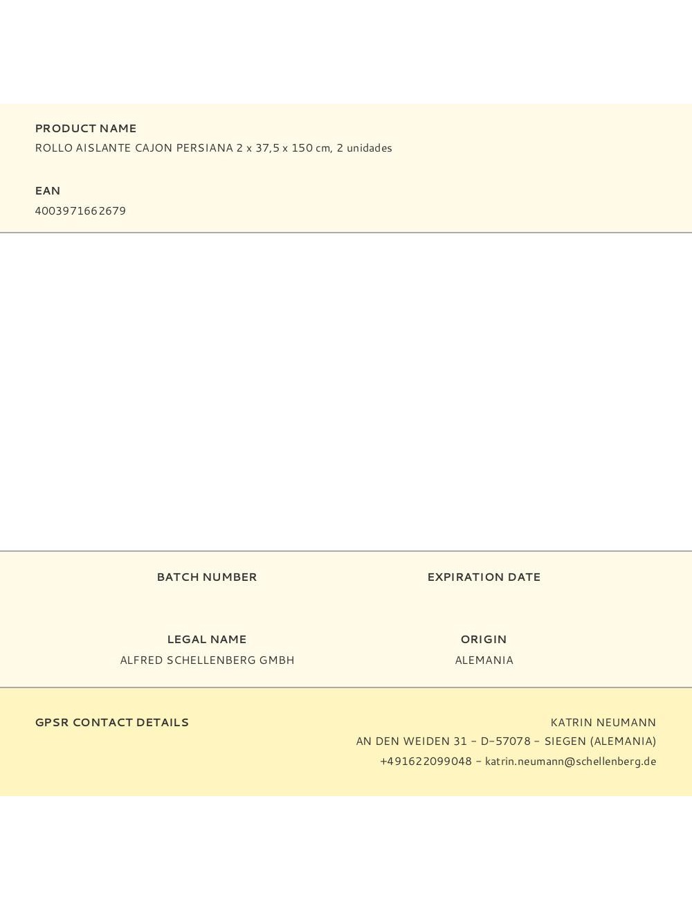 Rollo aislante cajon persiana 2 x 37,5 x 150 cm, 2 unidades