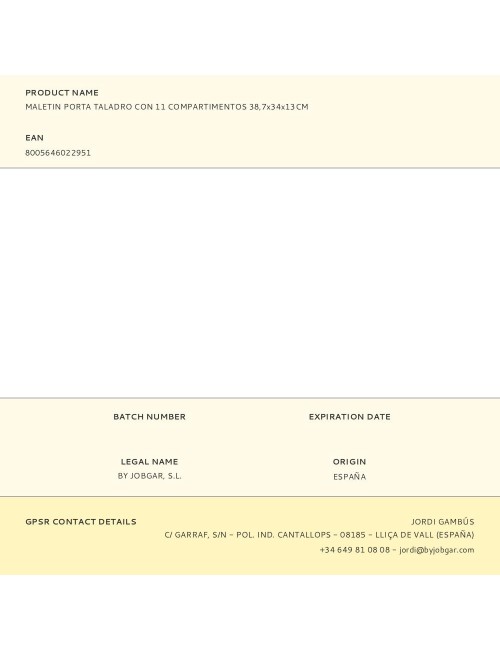 Maletin porta taladro 11 compartimentos 38,7 x 34 x 13 cm