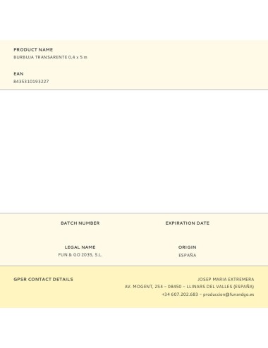 Burbuja transparente 0,4 x 5 m