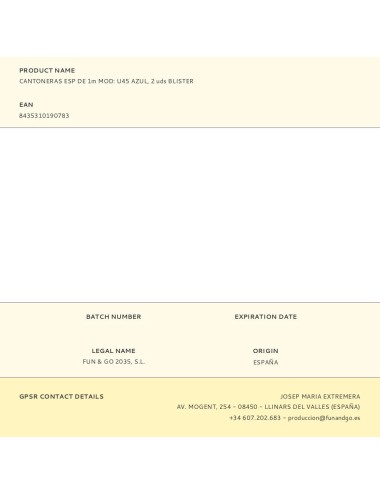 Cantoneras esp de 1m mod: u45 azul, 2 uds blister