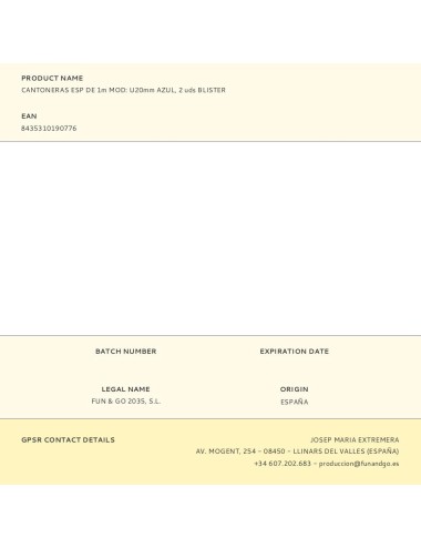 Cantoneras esp de 1m mod: u20mm azul, 2 uds blister