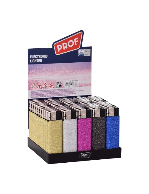 Encendedor modelo glitter recargable colores surtidos 8x2,5x1cm euro/u