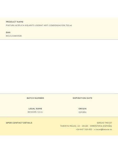 Pintura acrílica aislante lisomat anti-condensación blanco mate 750 ml