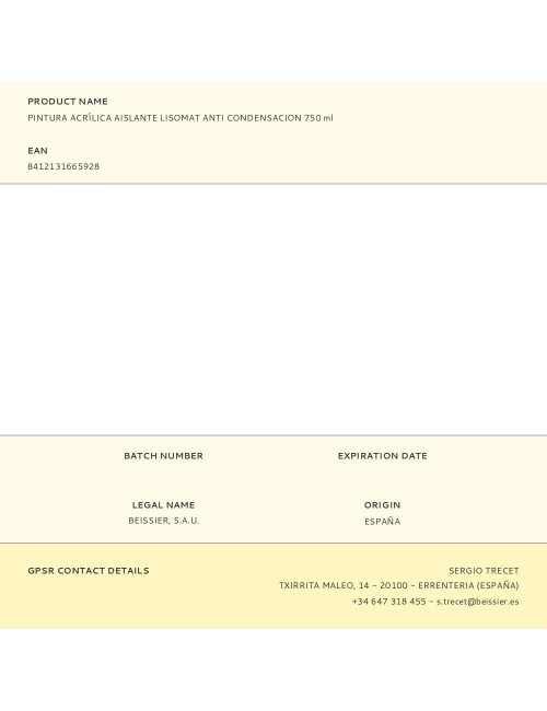 Pintura acrílica aislante lisomat anti-condensación blanco mate 750 ml