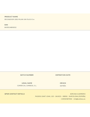 Recogedor 1002 milan sin placa 5 m