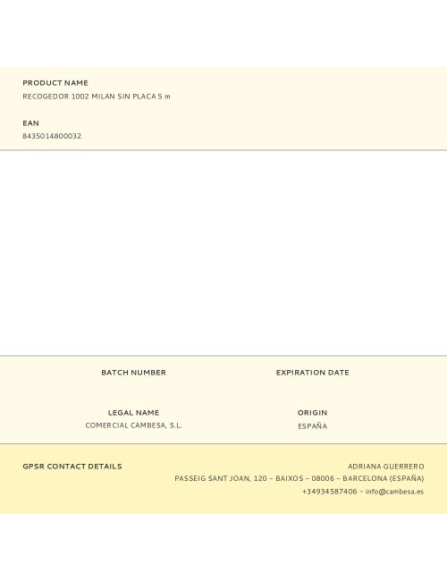 Recogedor 1002 milan sin placa 5 m