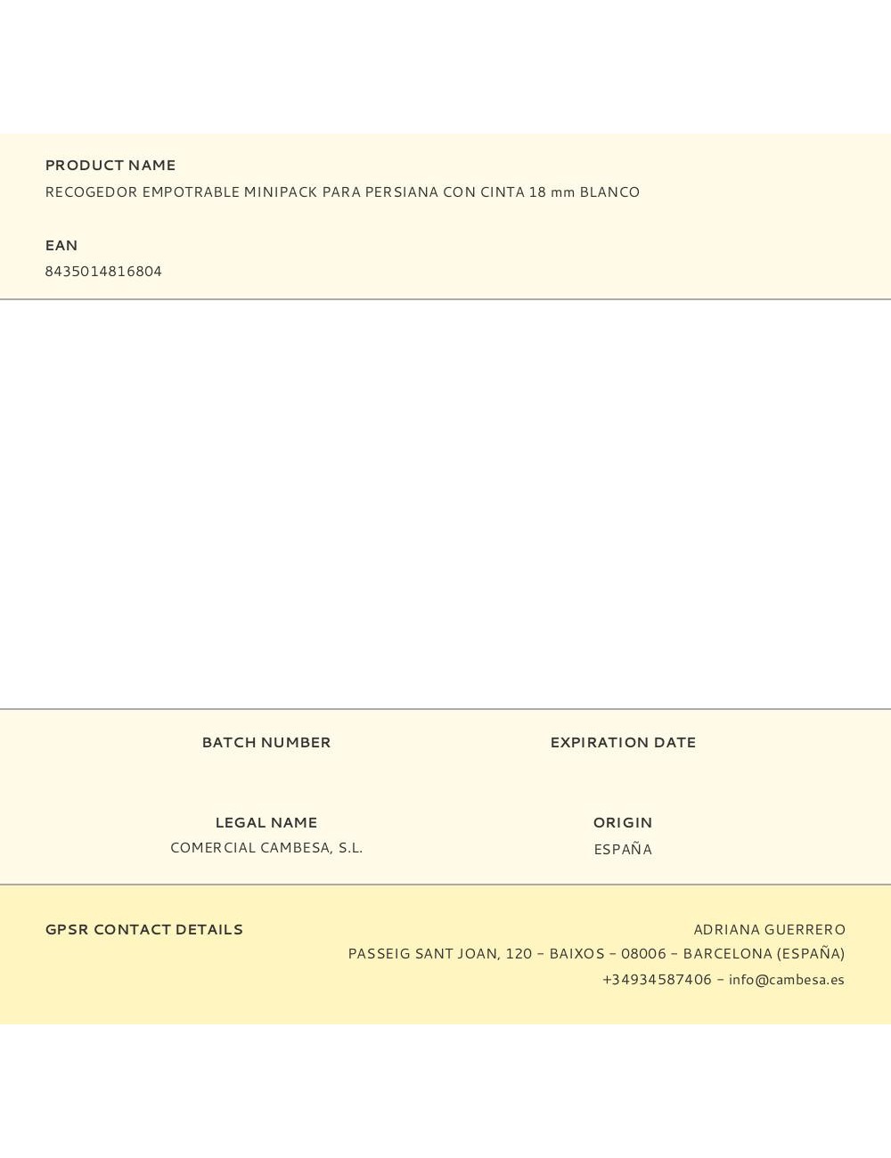 Recogedor empotrable minipack para persiana con cinta 18 mm blanco