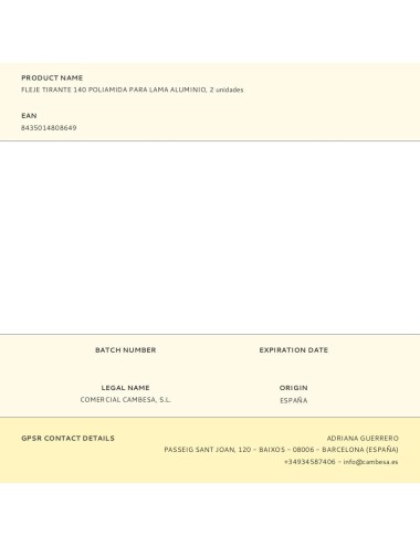 Fleje tirante 140 poliamida para lama aluminio, 2 unidades