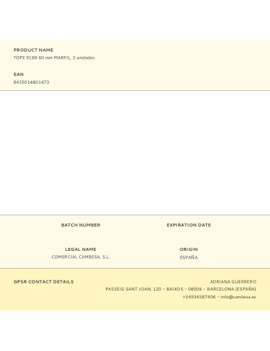 Tope 9180 60 mm marfil, 2 unidades