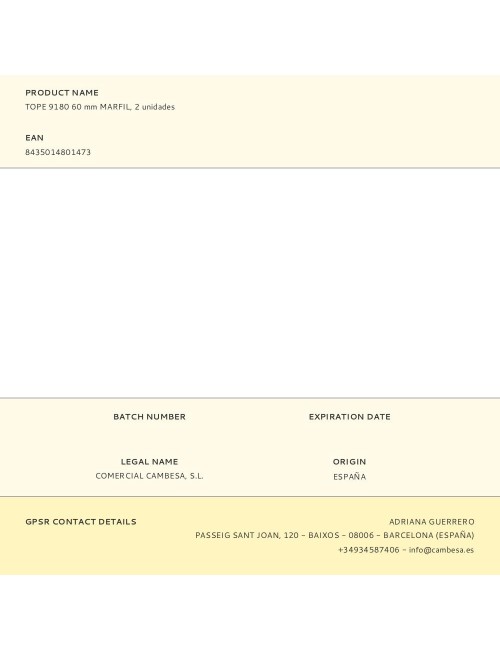 Tope 9180 60 mm marfil, 2 unidades