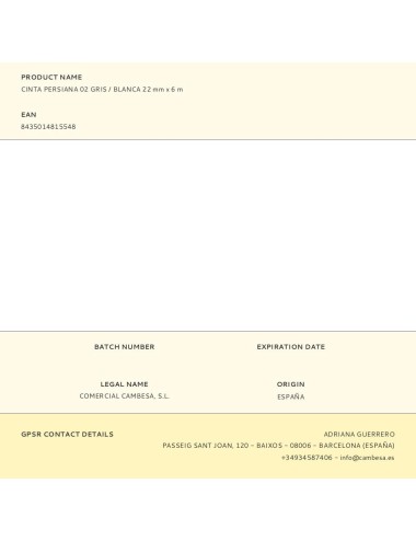 Cinta persiana 02 gris / blanca 22 mm x 6 m