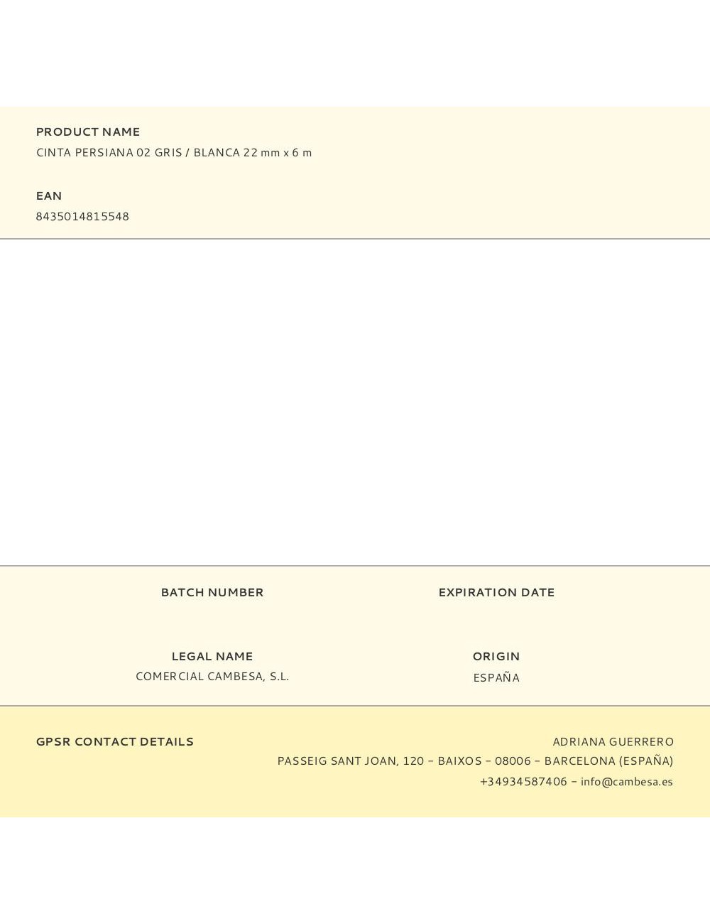 Cinta persiana 02 gris / blanca 22 mm x 6 m