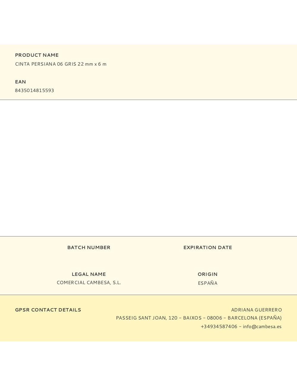 Cinta persiana 06 gris 22 mm x 6 m