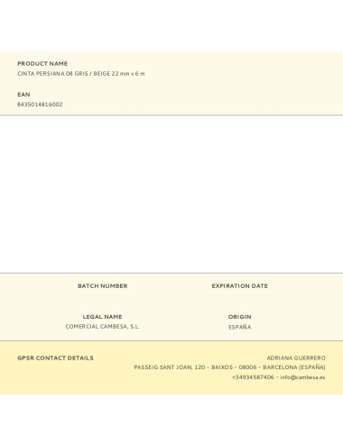 Cinta persiana 08 gris / beige 22 mm x 6 m