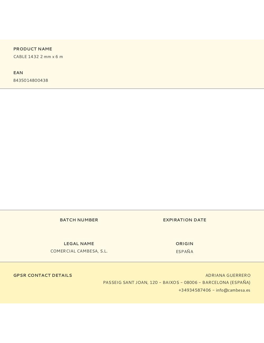 Cable 1432 2 mm x 6 m