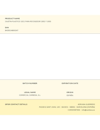 Cajetin plastico 1021 para recogedor 1002 y 1003