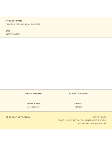 Pack de 4 tapones 16mm blue bird