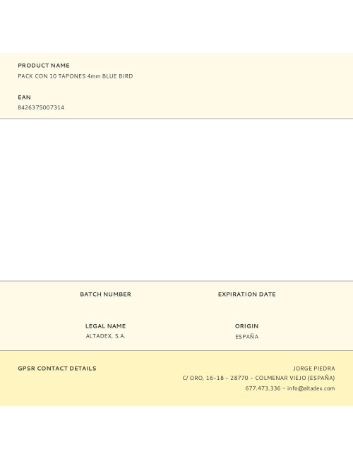 Pack con 10 tapones 4mm blue bird