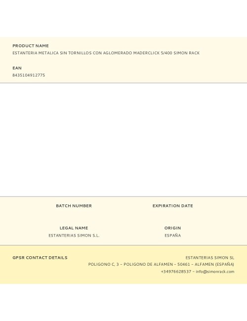 Estanteria metalica sin tornillos con aglomerado maderclick 5/400 simon rack