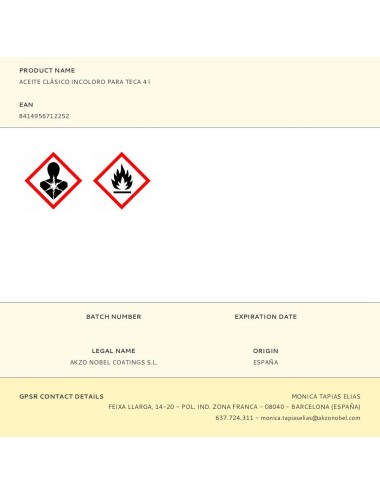 Aceite clásico para teca incoloro 4 l