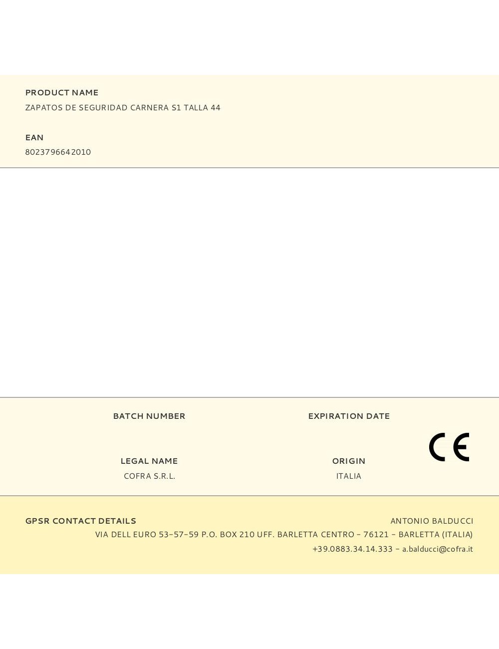 Zapatos de seguridad carnera s1 talla 44