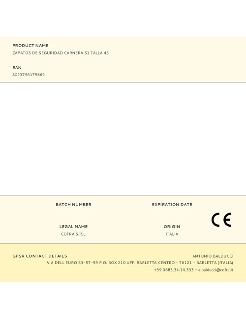 Zapatos de seguridad carnera s1 talla 45
