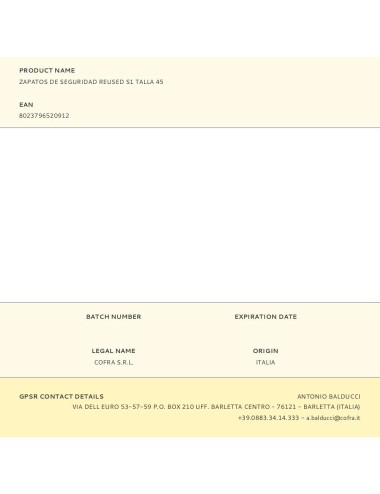 Zapatos de seguridad reused s1 talla 45