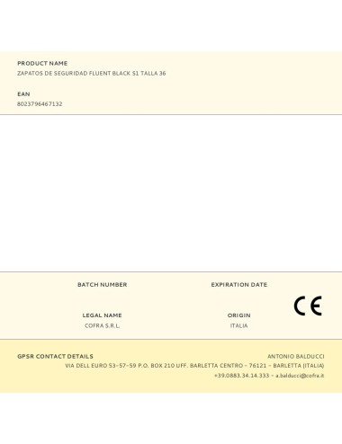 Zapatos de seguridad fluent black s1 talla 36
