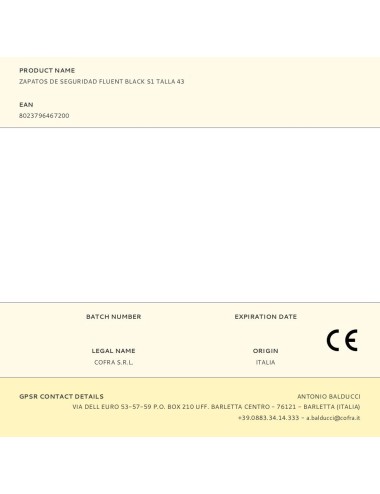 Zapatos de seguridad fluent black s1 talla 43