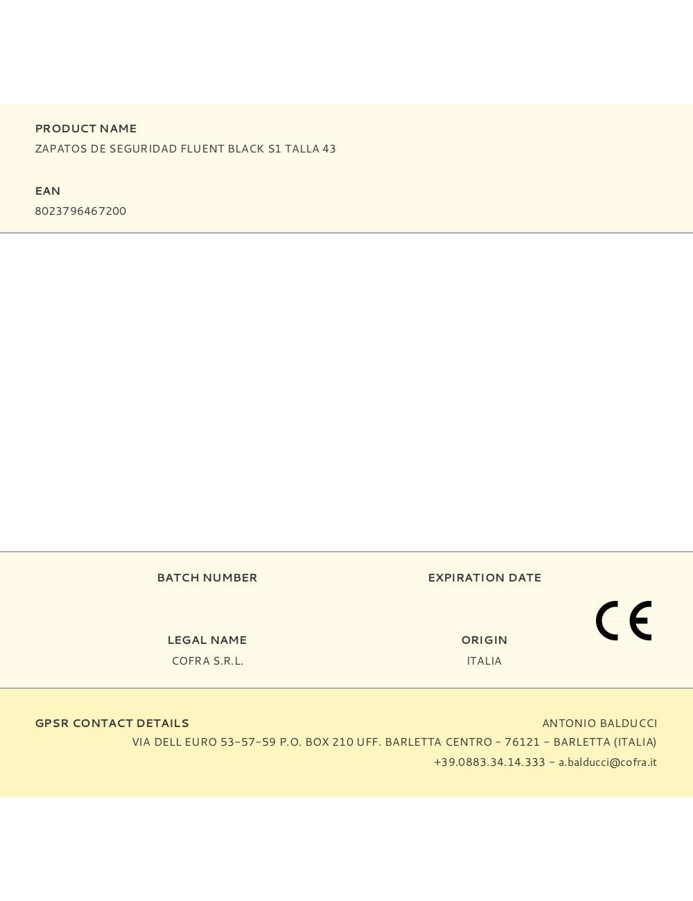 Zapatos de seguridad fluent black s1 talla 43