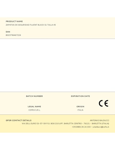 Zapatos de seguridad fluent black s1 talla 45