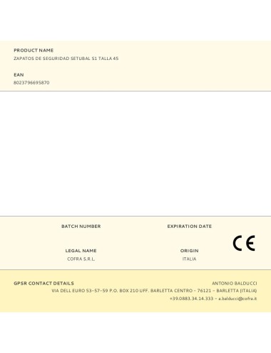 Zapatos de seguridad setubal s1 talla 45