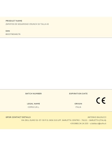 Zapatos de seguridad crunch s3 talla 43