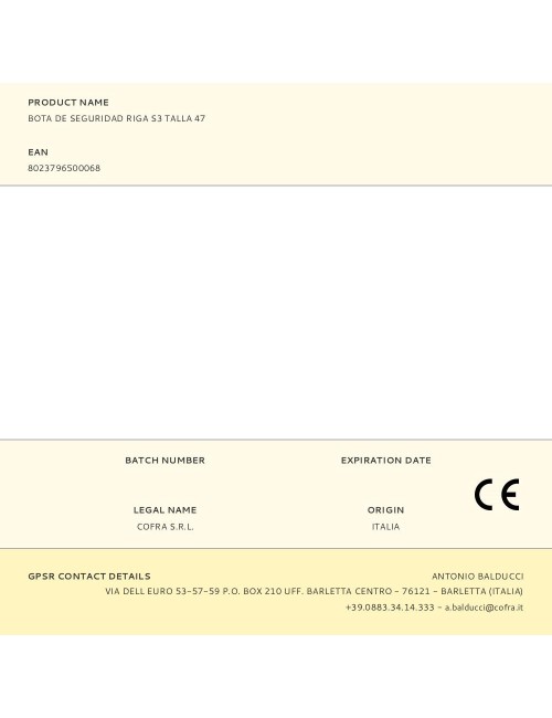 Bota de seguridad riga s3 talla 47