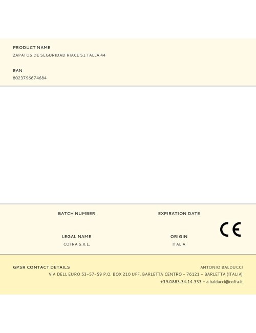 Zapatos de seguridad riace s1 talla 44