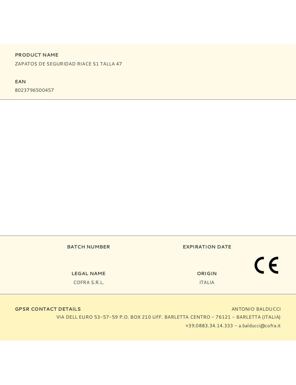 Zapatos de seguridad riace s1 talla 47