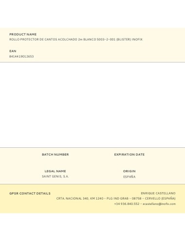 Rollo protector de cantos acolchado 2m blanco 5003-2-001 (blister) inofix