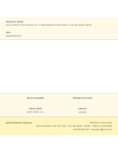 Rollo protector cantos 2m + 4 esquineras blanco 5004-2-001 (blister) inofix