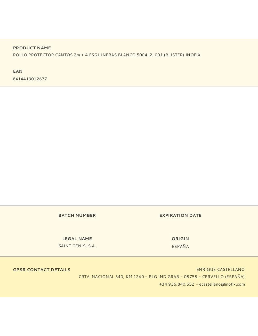 Rollo protector cantos 2m + 4 esquineras blanco 5004-2-001 (blister) inofix