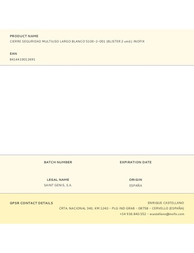 Cierre seguridad multiuso largo blanco 5100-2-001 (blister 2 unid.) inofix